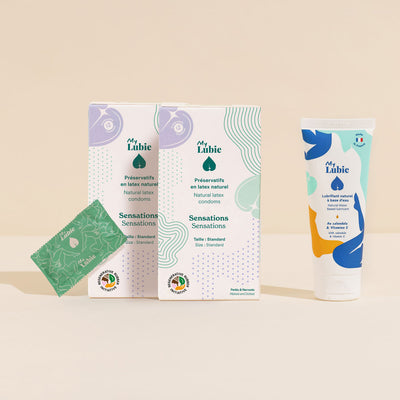duo de préservatifs sensations et lubrifiant naturel fluide