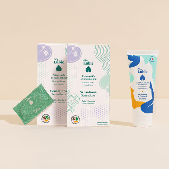 duo de préservatifs sensations et lubrifiant naturel fluide