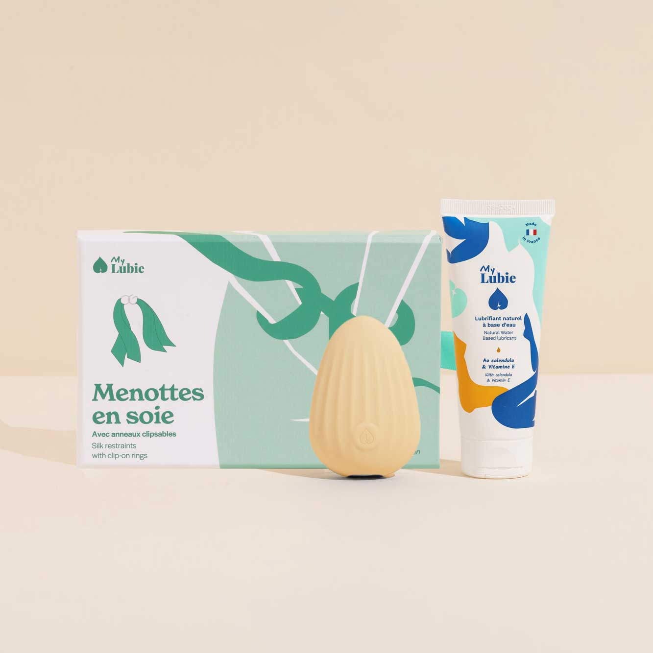 Coffret Vibes and vibrations, Menottes, lubrifiant naturel fluide, Dune, Aura 