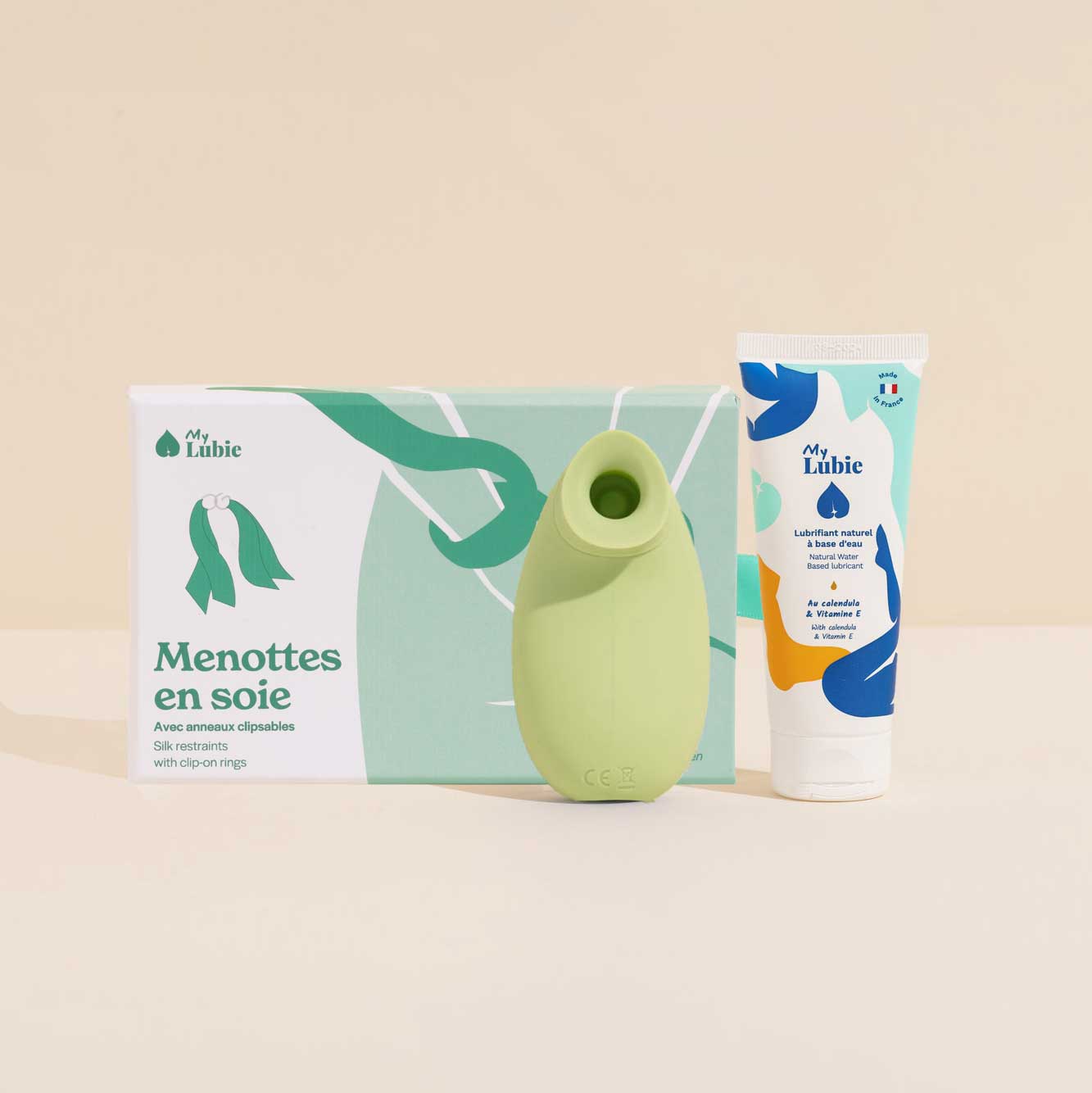 Coffret Vibes and vibrations, Menottes, lubrifiant naturel fluide, Dune, Aura 